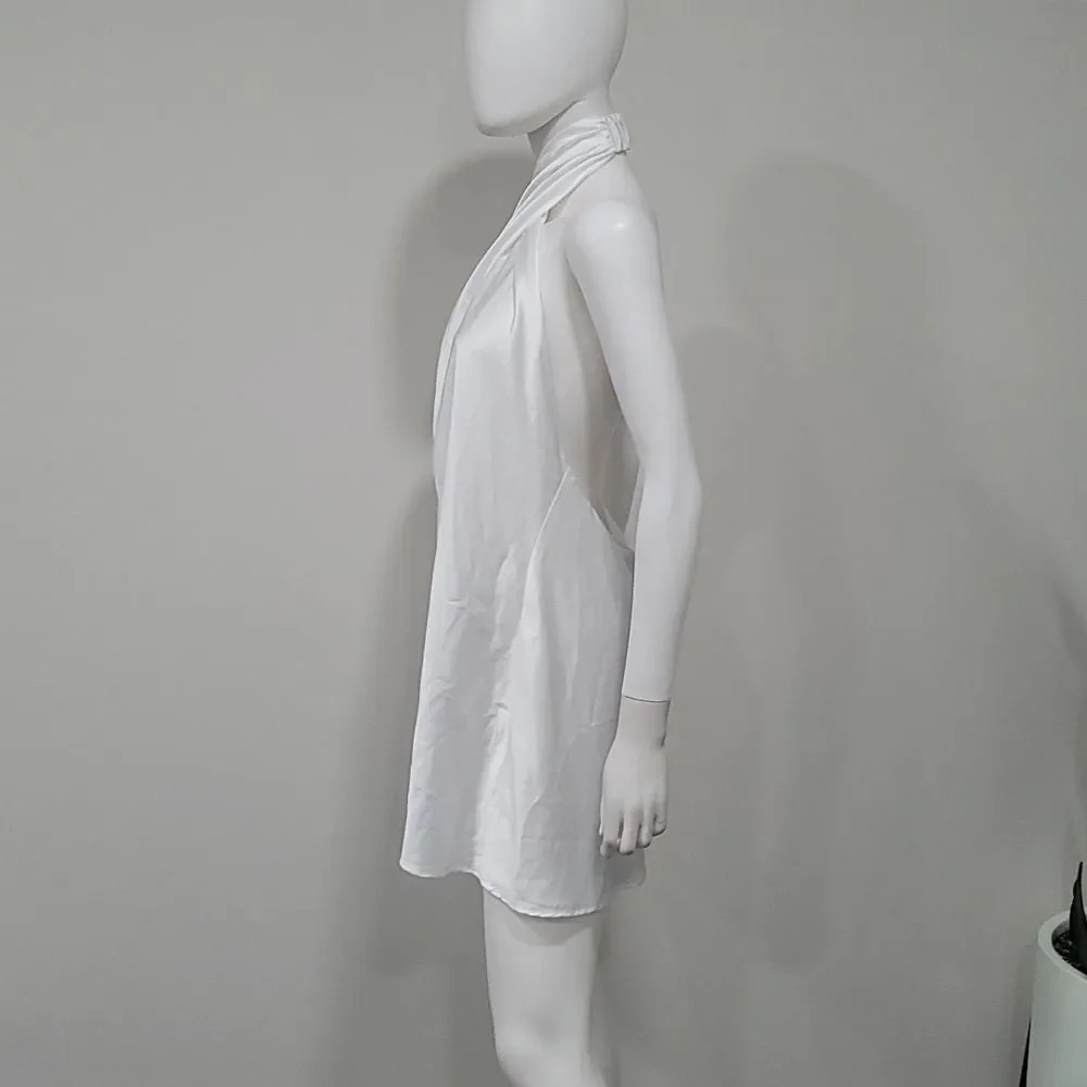 NWOT SHOW ME Your MuMu Jasmine Halter Mini Dress in Ivory Luxe Satin - Picture 6 of 13